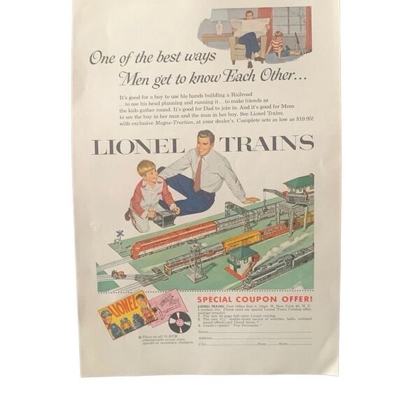 Vintage 1954 Lionel Trains Men Get To Know Ad Advertisement - Picture 1 of 4